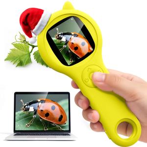 Handheld Microscope for Kids - Educational Science Toys, Christmas & Birthday Gifts for Age 5 6 7 8 9 10 11 12 Girls & Boys (Yellow)