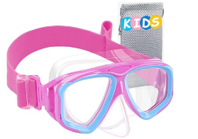 Vvinca 1Pcs Kids-Swim-Goggles with Nose Cover, Swimming Diving Mask Wide View Anti Fog UV Anti Shattered Lens for Kids 3-5