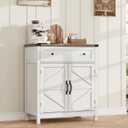 ChooChoo Kitchen Storage Cabinet, Coffee Bar Cabinet, Farmhouse Buffet Sideboard with Drawer for Kitchen, Living Room, White (1 Drawer + 2 Doors (30"w))