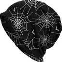 Halloween Skull Pumpkin Beanie Chemo Hat Cancer Headwear Knitted Hats Slouchy Cap for Adults Women Men (Black)