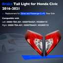 Brake Taillights for Honda Civic Sedan 2016 to 2021 - Taillight Assembly Replacement for 33550-TBA-A01, 33500-TBA-A01, HO2804110, HO2805110 - Driver and Passenger Side L+R - Bulbs Included