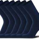 DarkCom Men's Dress Socks, Black, 6 Pairs Classic Cotton Polyester Socks, Reinforced, Cozy (7-9)