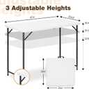 4ft Folding Table with Adjustable Height, 3-Level Foldable Table with HDPE Top & Steel Legs, Portable 4 Foot Folding Table for Picnic, Party, Craft, Indoor Outdoor Use, White