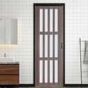 32X80in Accordion Door Interior,PVC Sliding Folding Doors with Lock,Divider Door with Hardware,Brown Waterproof