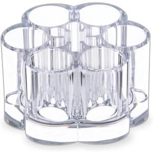 Acrylic Lipstick Holder,Small Flower Clear Compact Chapstick Lip Gloss Liner Nail Brush Organizer with 12 Slots