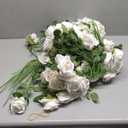 Wondrus Bulk Artificial Flowers 100 PCS, Fake Velvet Silk White Roses with Long Stems Realistic Bouquet for Wedding Centerpieces, Faux Arrangement for Home Table Decor