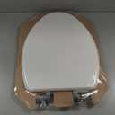 Mayfair Bennett Toilet Seat with Brushed Nickel Hinges, Slow Close Wood Seat, Secure Metal Hinges, Easy Install, Elongated, White