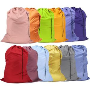 Extra Large Laundry Bag Travel Laundry Bags with Drawstring Closure Fit a Laundry Basket or Hamper for college dorm and apartment dwellers Machine Washable 30"x40" (Mixed Color 12 Pack)