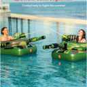 QPAU Inflatable Tank Pool Float for Adults & Kids Ride-On Camouflage Floaty with Water Cannon, Swim Raft Toy for Boys Girls, Lake Beach Backyard Party Floaties