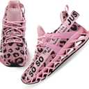 Wonesion Womens Walking Running Shoes Athletic Blade Non Slip Tennis Fashion Sneakers (8, R Leopard/Pink)