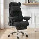 mokodo Big and Tall Office Chair 400lbs, Breathable Fabric Executive Desk Chair with Pocket Spring Cushion, 155° Reclining Computer Chair with Integrated Headrest & Lumbar Pillow (Black), Oversized