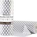 Microfiber Cleaning Cloth Roll, 50 Tear-Away Sheets, Reusable & Washable, Lint-Free, Non-Scratch, Highly Absorbent Cleaning Cloths for Kitchen, Home, Car & Windows, White Waffle, 12 x 12 in
