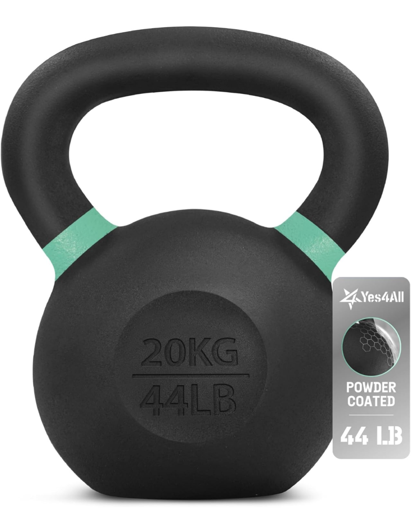 Yes4All Powder Coated Cast Iron Kettlebell Strength Training Kettlebells Weight Set for Full Body Workout, Home Gym