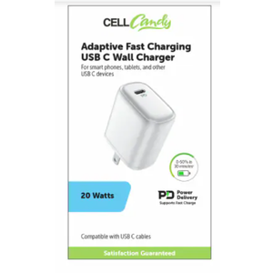 Cell Candy Adaptive Fast Charging USB C Wall Charger 20W