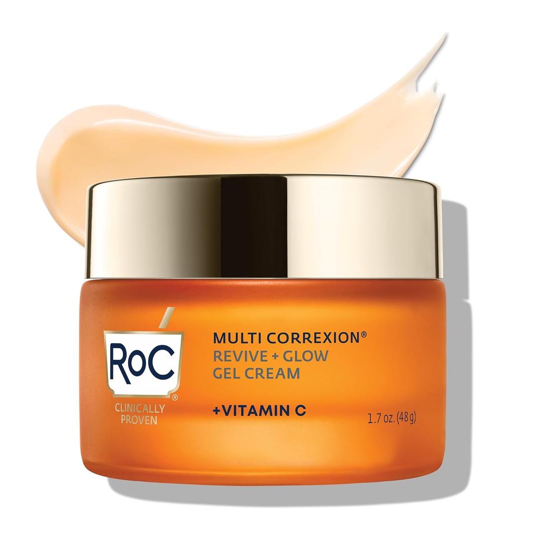 RoC Multi Correxion Revive + Glow 10% Vitamin C Moisturizer for Face, Anti-Aging Gel Cream, Instant Glow, Hypo-Allegenic, Oil-Free, 1.7 Ounces