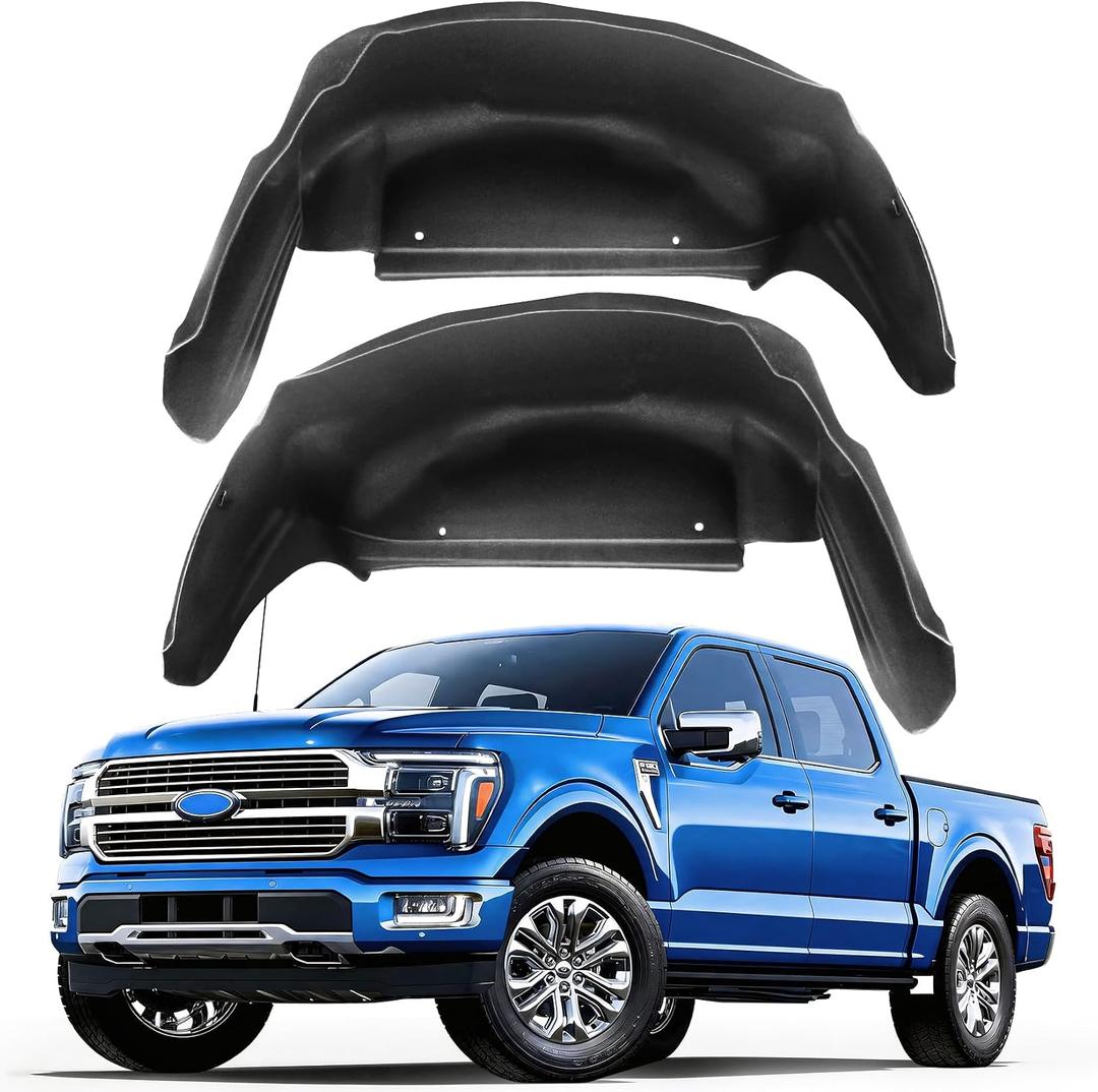 Rear Wheel Well Liners for 2021-2025 Ford F150 (Not for Raptor), 2PCS Rear Inner Fender Liners Tire Guards, No Drilling Required, Heavy Duty Splash Shield Wheel Well Guards, F150 Accessories