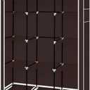 Portable Closet Wardrobe, 67" Closet Storage Organizer Rack with Shelves and Cover for Hanging Clothes, Non-Woven Fabric, Quick and Easy to Assembly (Dark Brown)