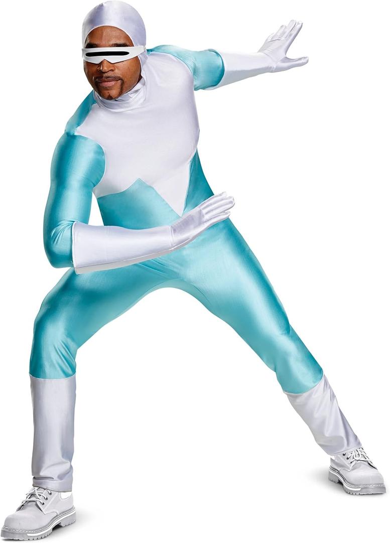 Disguise Men's Frozone Deluxe Adult Costume (XL (42-46), Blue)