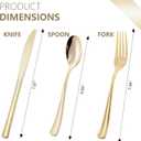 500PCS Premium Heavy Duty Gold Plastic Silverware, 200 Forks, 150 Spoons, 150 Knives, For Parties, Weddings and Baby Shower, BPA-Free, Disposable Plastic Cutlery Dinnerware Utensils Set