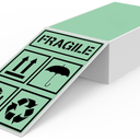 Green Thermal Labels 3 × 5 Inch Vinyl Self-Adhesive Fanfold Direct Shipping Stickers Waterproof Perforated Printer Decal for Office Warehouse Barcode 300 PCS