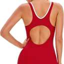 Women's Swimming Suit Tummy Control One Piece Swimsuit Modest Junior Boyleg Bathing Suit (Red, XL)