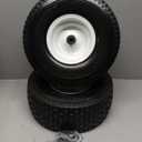 15x6.00-6 Flat Free Lawn Mower Tire and Wheel, Comes with Tire Saver Ramp, 15x6-6nhs Riding Mowers Lawn Tire and Wheel with 3/4" Bearing, 3" Centered Hub, 2 Pack