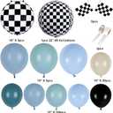 Generic Race Balloon Garland Arch Kit, Dusty Blue Black Balloons with Checkered Balloons for Race Theme Birthday Party Decorations Baby Shower Party Supplies