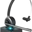 XAPROO Wireless Headset for Work, 2025 New Wireless Computer Headsets with Microphone, Flip-to-Mute, On Ear Cell Phone Lightweight Headset with Charging Base for Home Office Call Center Zoom Skype