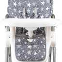 High Chair Pad - Machine Washable High Chair Cover, Easy Use Highchair Cushion, Soft Highchairs Covers for Baby, Padded Highchair Cover w/Elastic Back, Fits 3-5 Point Harness Chairs