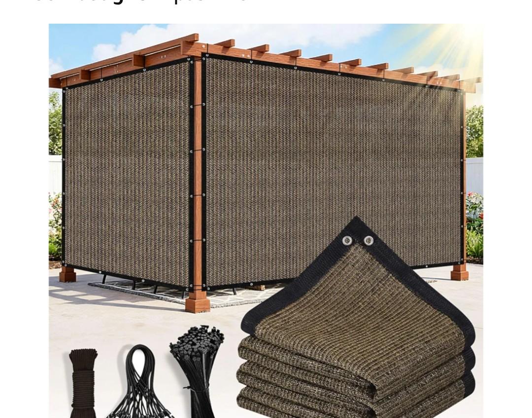 90% Sun Shade Cloth with Gromments, 0 6' X 1 0' Pergola Shade Cover Canopy, UV Protection Mesh Tarp Sun Screens for Outdoor Patio Garden Gazbos Porch Courtyard, Mocha