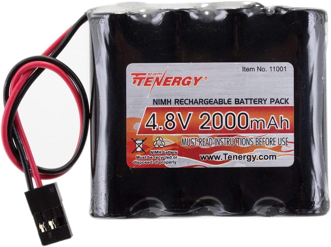 Tenergy NiMH Receiver RX Battery with Hitec Connectors 4.8V 2000mAh High Capacity Rechargeable Battery Pack for RC Receivers, RC Aircrafts and More