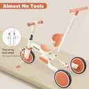 Toddler Bike with Push Handle,Tricycles for 18 Months to 5 Years Old, Toddler Tricycle with Push Handle for Boy Girl, Baby Balance Bike with Adjustable Seat Height and Removable Pedal (White)