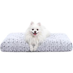 KSIIA Washable Dog Bed Deluxe Plush Dog Crate Beds Comfy Kennel Pad Anti-Slip Pet Sleeping Mat for Large, Jumbo, Medium, Small Dogs Breeds, 29" x 21", Gray