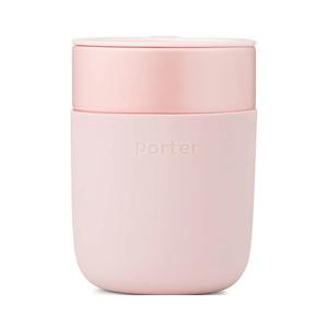 W&P Porter Travel Coffee Mug with Protective Silicone Sleeve | 12 Ounce Blush | Reusable Cup for Coffee or Tea | Portable Ceramic Mug with BPA-Free Press-Fit Lid | Dishwasher Safe | On-the-Go