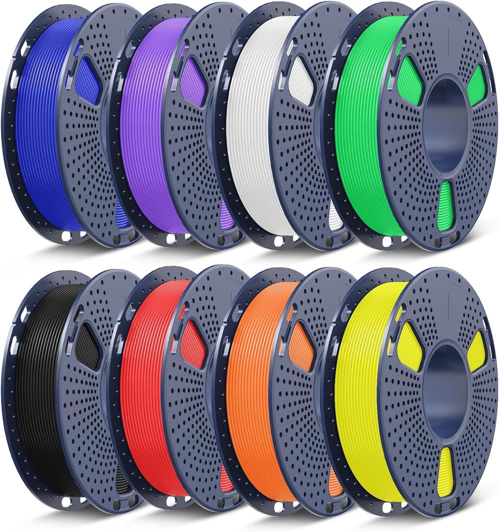 SUNLU 3D Printer Filament Bundle Multicolor PETG Filament 1.75mm, Individually Vacuum-Sealed, 2kg in Total, 0.25kg per Spool, 8 Pack, Black+White+Red+Klein Blue+Green+Yellow+Sunny Orange+Lavender Purple