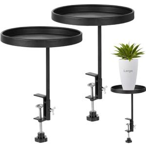 AQQHSAIN 2 Pcs Windowsill Clamp Tray Adjustable Metal Window Plant Shelves Stand Holder 7.9inch Window Planter Floating Shelves Windowsill Extension Tray for Indoor Plants Home Display Decor (Black)