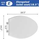 Elongated Toilet Seat, 18.5 Soft/Slow Close Oval (Oblong) Toilet Seat for Elongated Toilets, No-Slam Quiet-Close Lid, Easy-to-Install & Clean, Durable Never-Loosen White Plastic Seat