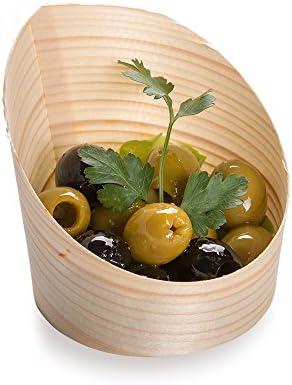 Restaurantware 4 Ounce Small Dessert Cups Slanted Dessert Tasting Cups - Disposable Serves Hors d'oeuvres Samples Or Snacks Pinewood Appetizer Containers For Weddings Parties And Events