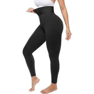 SHAPELLX Leggings for Women Tummy Control High Waisted Shapewear Leggings Non-See-Through Workout Compression Pants (Black) XL