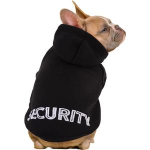 SAWMONG Dog Security Hoodie,Flannel Pet Hooded Sweater with Hat Puppy Pullover Sweater Shirt,Dog (Black,L)