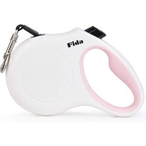 Fida Retractable Dog Leash, 16 ft Dog Walking Leash for Medium Dogs up to 44lbs, Tangle Free, White & Pink