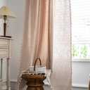 Sutuo Home Boho Curtains 108 inch for Living Room Balcony, Semi Blackout Linen Farmhouse Shabby Chic Tassel Window Treatment Bohemian Embroidery Drape, Rod Pocket 1 Panel 52" W x 108" L, Coffee Linen