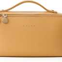 EACHY Travel Makeup Bag, Large Capacity Cosmetic Bag for Women, Waterproof PU Leather, Flat Open Portable Toiletry Bag for Skincare, Brushes & Travel Essentials