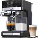 UDI Espresso Machine, 20 Bar Cappuccino & Latte Coffee Maker with Automatic Milk Frother, Auto or Manual Quick Brew Dual Boiler, Touchscreen Espresso Maker, Black