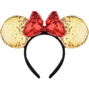 A Miaow 3D Bow Black Sequin Headband Colorful Glitter Butterfly Hair Clasp Park Supply Adults Women Photo Accessory Party Costume (Golden and Red) (Silver)