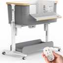 Rocking Bassinet for Baby Electric Automatic Bedside Sleeper Rocks Itself 3 Speed Auto Rolling Newborn Cradle 5 Height Adjustable with Music, Wheels, Storage, Dark Grey