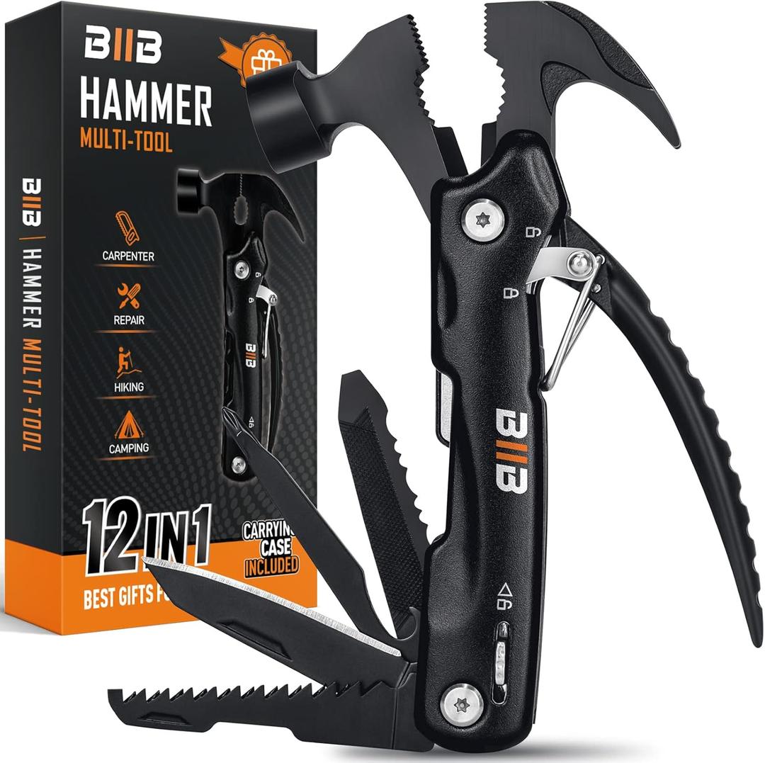 BIIB Valentine's Day Gifts for Him, 12 in 1 Hammer Multi Tool Gifts for Men, Men's Valentine's Day Gifts for Boyfriend Husband, Birthday Gifts for Men, Men's Gifts for Dad, Camping Essentials Gear Tools