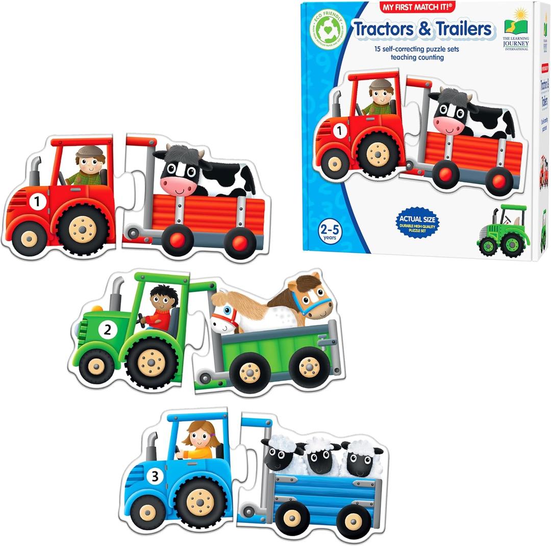 The Learning Journey: Match It! - Tractors & Trailers - 15 Self Correcting Puzzle Sets Teaching Counting - Preschool Learning Toys - Award Winning Toys The Learning Journey: Match It! - Tractors & Trailers - 15 Self Correcting Puzzle Sets Teaching Counting - Preschool Learning Toys - Award Winning Toys