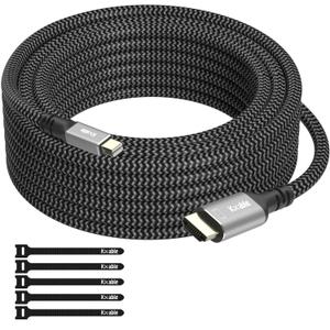 4K Mini DisplayPort to HDMI Cable 25FT, [4K@60Hz, Gold-Plated Plugs, Aluminum Shell, Nylon Braided], Mini DP to HDMI Cord, Compatible with MacBook Air/Pro, Surface Pro, Monitor, Projector and More