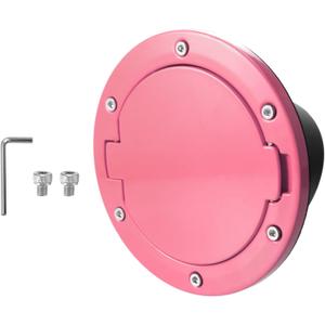 X AUTOHAUX Pink Aluminum Alloy ABS Gas Fuel Filler Door Cover for Jeep Wrangler JK JKU Sport Rubicon Sahara Unlimited 2007-2018 Fuel Filler Cover Accessories